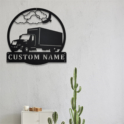Personalized Box Truck Metal Sign,Transport Truck Metal Wall Art,Custom Trucker Name Sign,Truck Driver Gift,Trucking Wall Decor,Home Decor