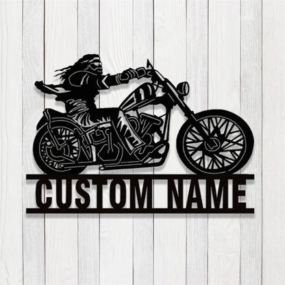 Custom Motorcycle Metal Sign,Personalized Motorbike Biker Name Signs,Man on Motorcycle Metal Wall Art,Garage Decor,Motocross Biker Gift