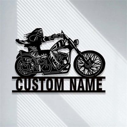 Custom Motorcycle Metal Sign,Personalized Motorbike Biker Name Signs,Man on Motorcycle Metal Wall Art,Garage Decor,Motocross Biker Gift