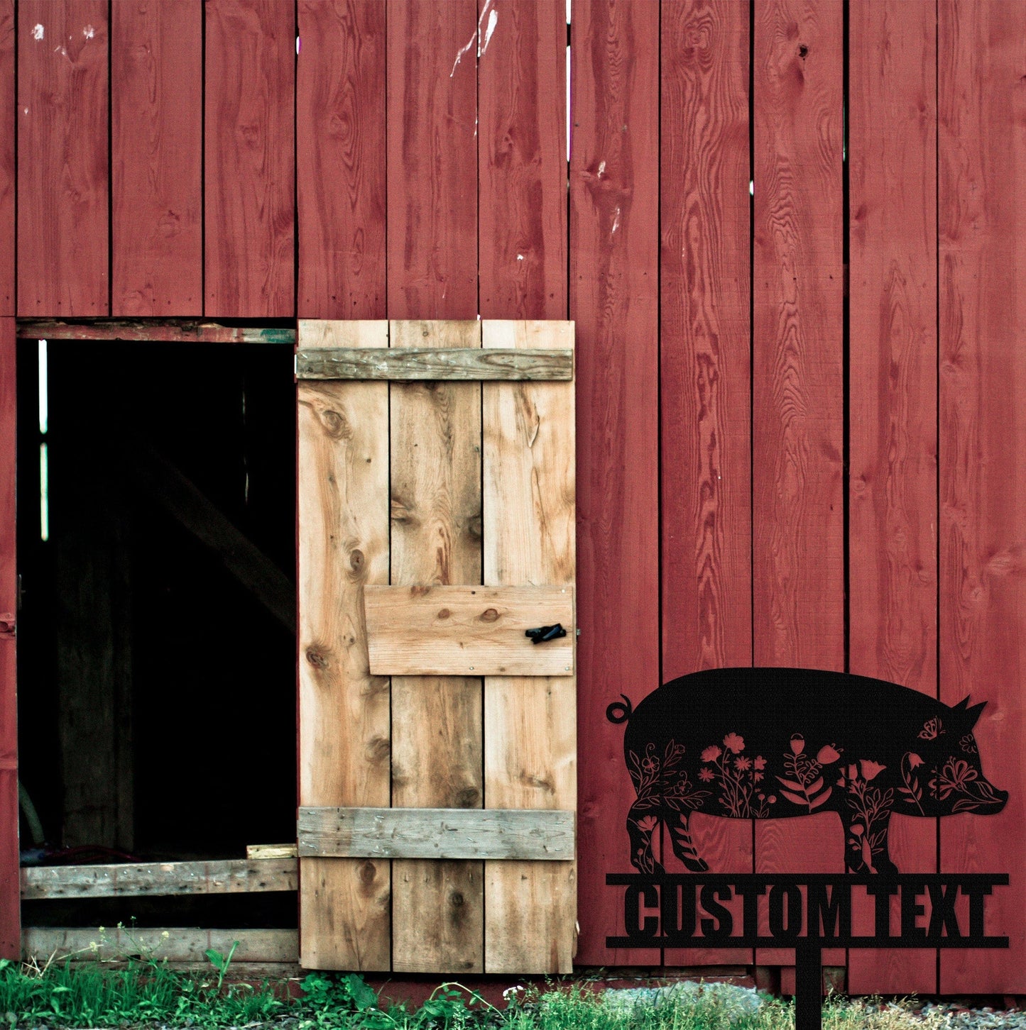 Pig Metal Sign With Stakes,Custom Pig Sign Name,Personalized Pig Farm Decor,Garden Decor,Pig Stake Sign,Farmhouse Decor,Yard Decor