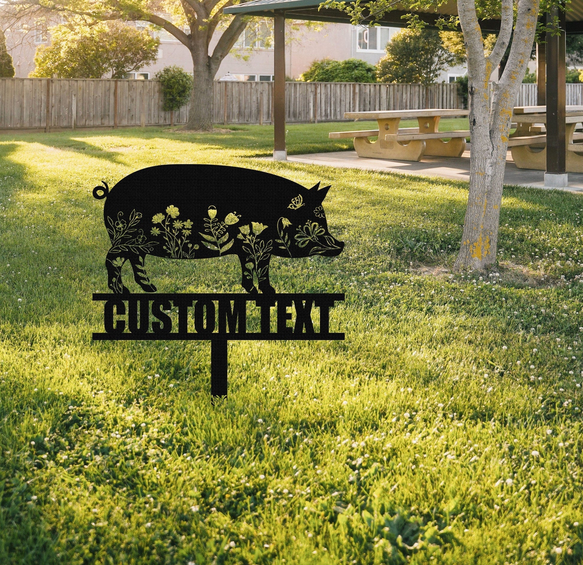 Pig Metal Sign With Stakes,Custom Pig Sign Name,Personalized Pig Farm Decor,Garden Decor,Pig Stake Sign,Farmhouse Decor,Yard Decor