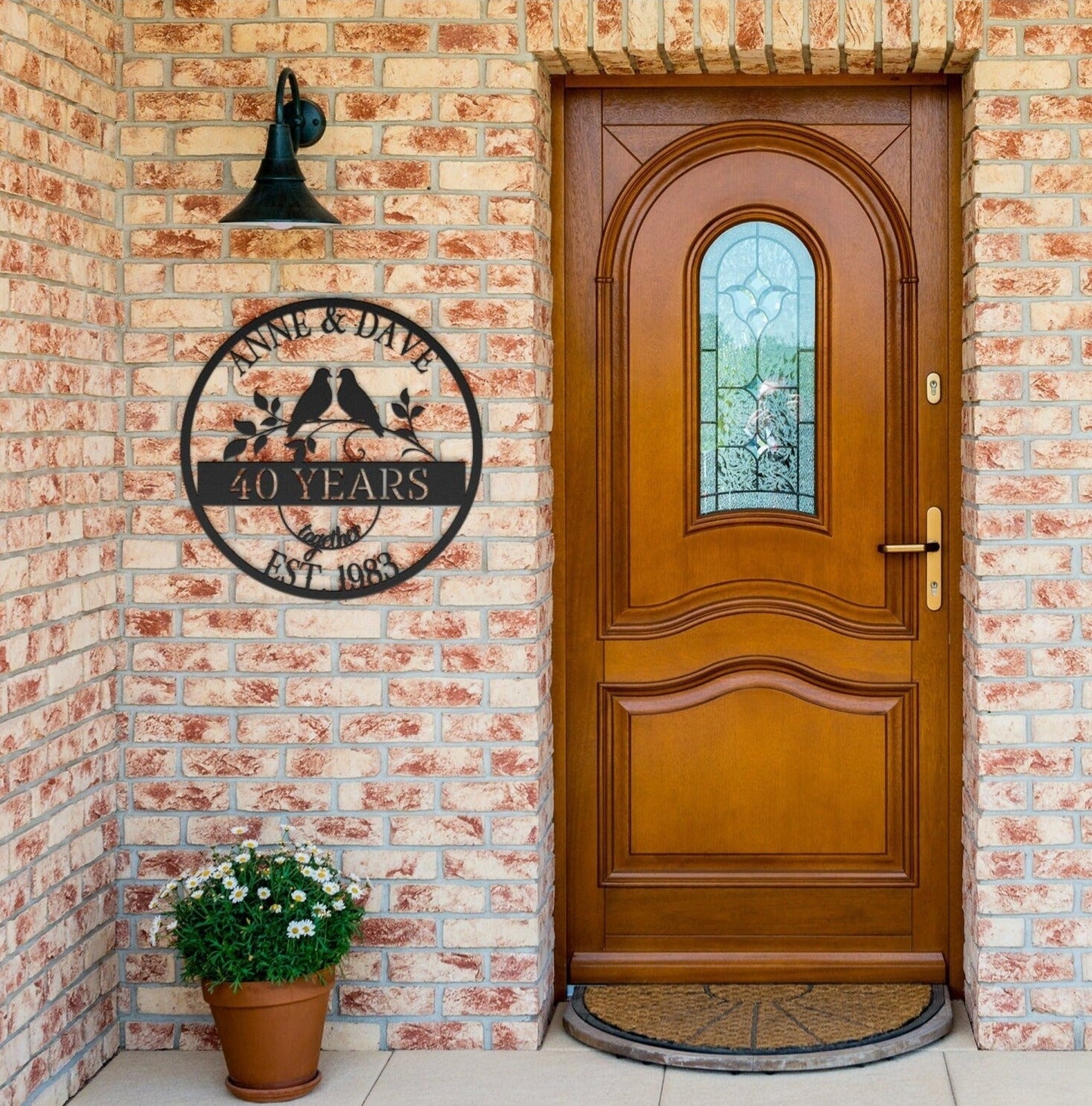 40th Wedding Anniversary Gift, Anniversary Sign, Doves Metal Sign, Ruby Anniversary Gift, Gift For Husband, Custom Monogram Sign