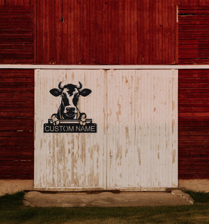 Custom Cow Metal Sign,Cow Wall Art,Cow Decor,Cow Farm Sign,Personalized Cow Farmhouse Decor,Farmer Name Sign,Farmer Gift,Cow Lover Gifts