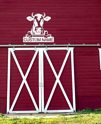 Custom Cow Metal Sign,Cow Wall Art,Cow Decor,Cow Farm Sign,Personalized Cow Farmhouse Decor,Farmer Name Sign,Farmer Gift,Cow Lover Gifts