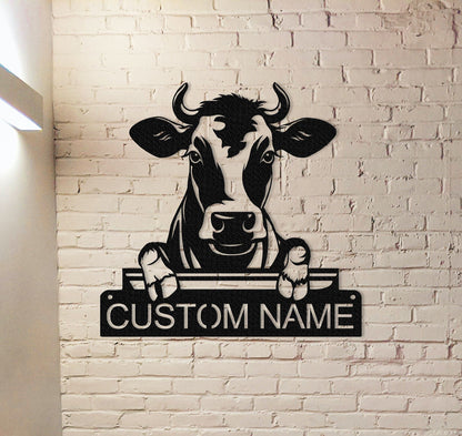 Custom Cow Metal Sign,Cow Wall Art,Cow Decor,Cow Farm Sign,Personalized Cow Farmhouse Decor,Farmer Name Sign,Farmer Gift,Cow Lover Gifts
