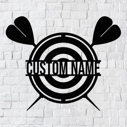 Personalized Dart Player Metal Sign | Custom Dart Board Gift | Steel Plasma Cut Sign | Wedding Gift | Metal Dart Sign