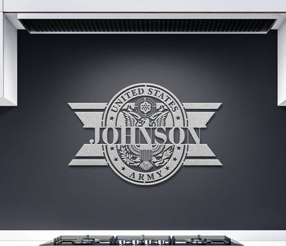 Army Retirement Gift, Custom Army Name Sign, Military Retirement Gift, Metal Sign For Army Soldier, Custom Army Emblem, Army Wall Hanging