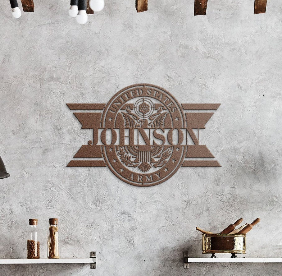 Army Retirement Gift, Custom Army Name Sign, Military Retirement Gift, Metal Sign For Army Soldier, Custom Army Emblem, Army Wall Hanging