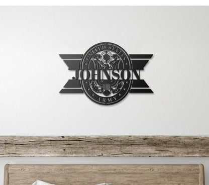 Army Retirement Gift, Custom Army Name Sign, Military Retirement Gift, Metal Sign For Army Soldier, Custom Army Emblem, Army Wall Hanging