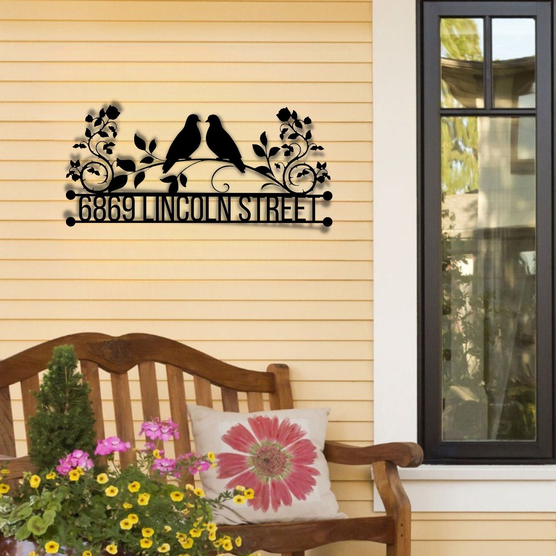 Personalized Metal Address Sign, Doves Address Sign, Metal House Numbers, Large Metal Sign, Metal Address Plaque, Custom Street Sign