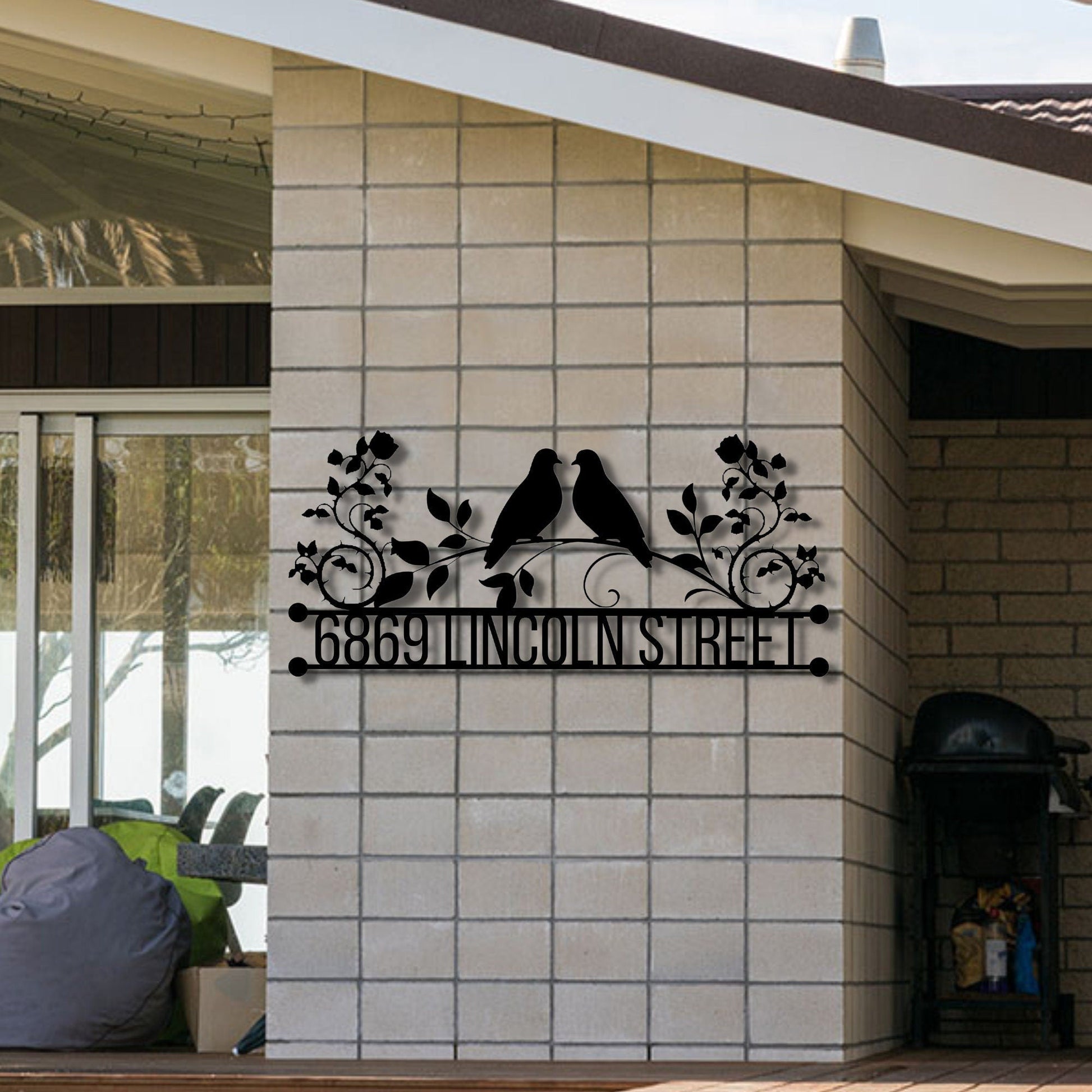 Personalized Metal Address Sign, Doves Address Sign, Metal House Numbers, Large Metal Sign, Metal Address Plaque, Custom Street Sign