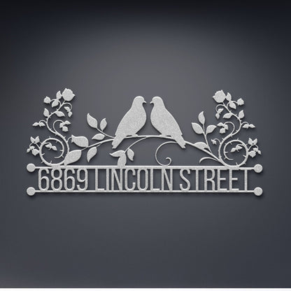 Personalized Metal Address Sign, Doves Address Sign, Metal House Numbers, Large Metal Sign, Metal Address Plaque, Custom Street Sign