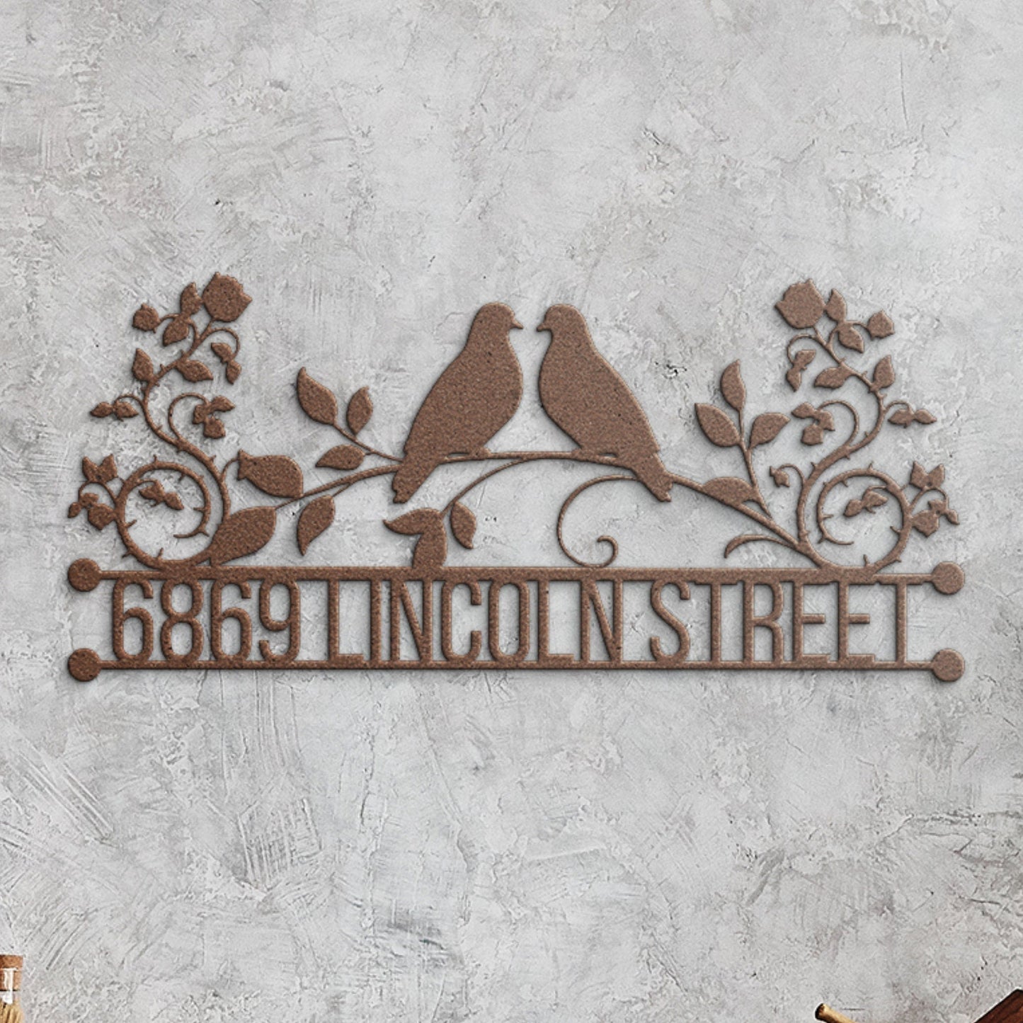 Personalized Metal Address Sign, Doves Address Sign, Metal House Numbers, Large Metal Sign, Metal Address Plaque, Custom Street Sign