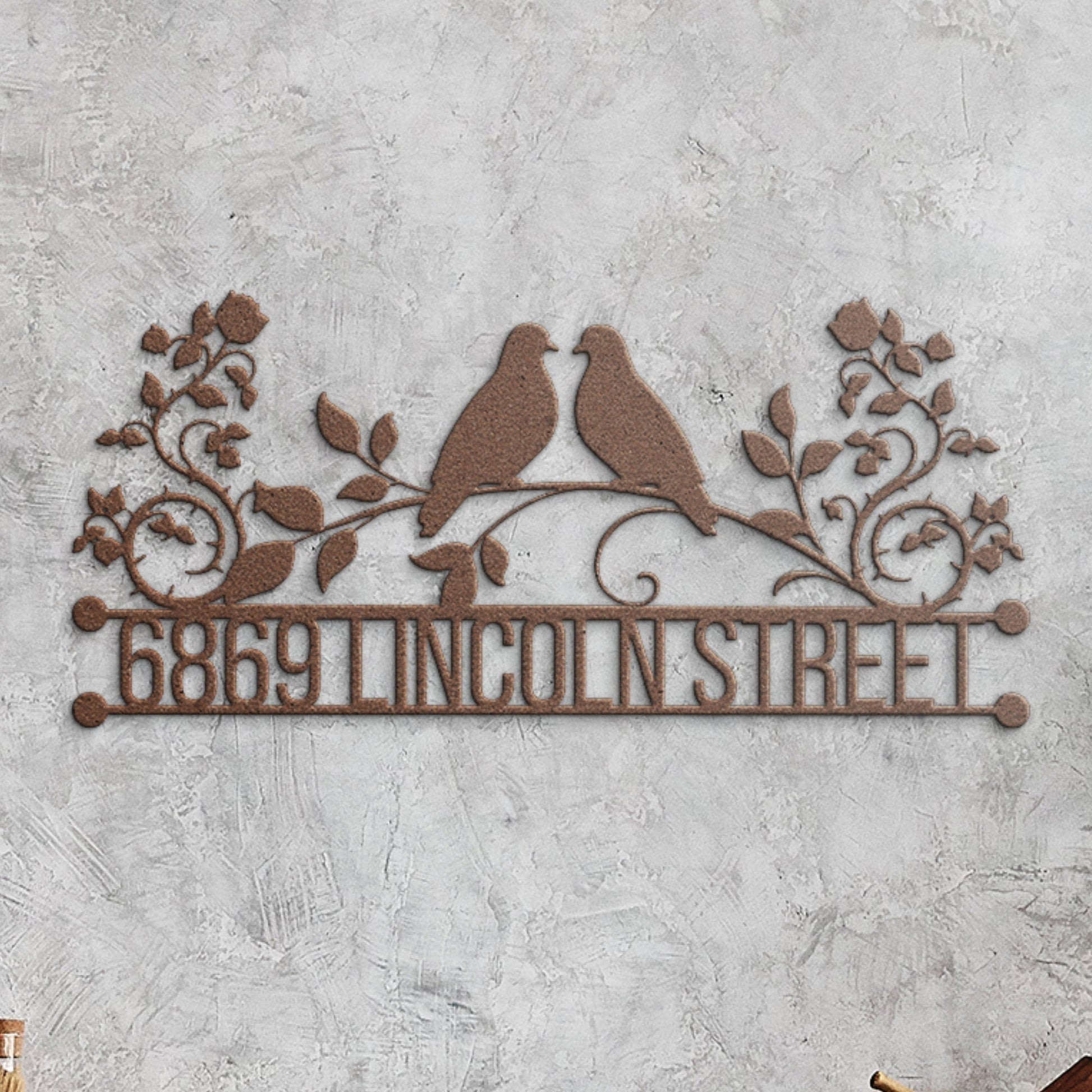 Personalized Metal Address Sign, Doves Address Sign, Metal House Numbers, Large Metal Sign, Metal Address Plaque, Custom Street Sign