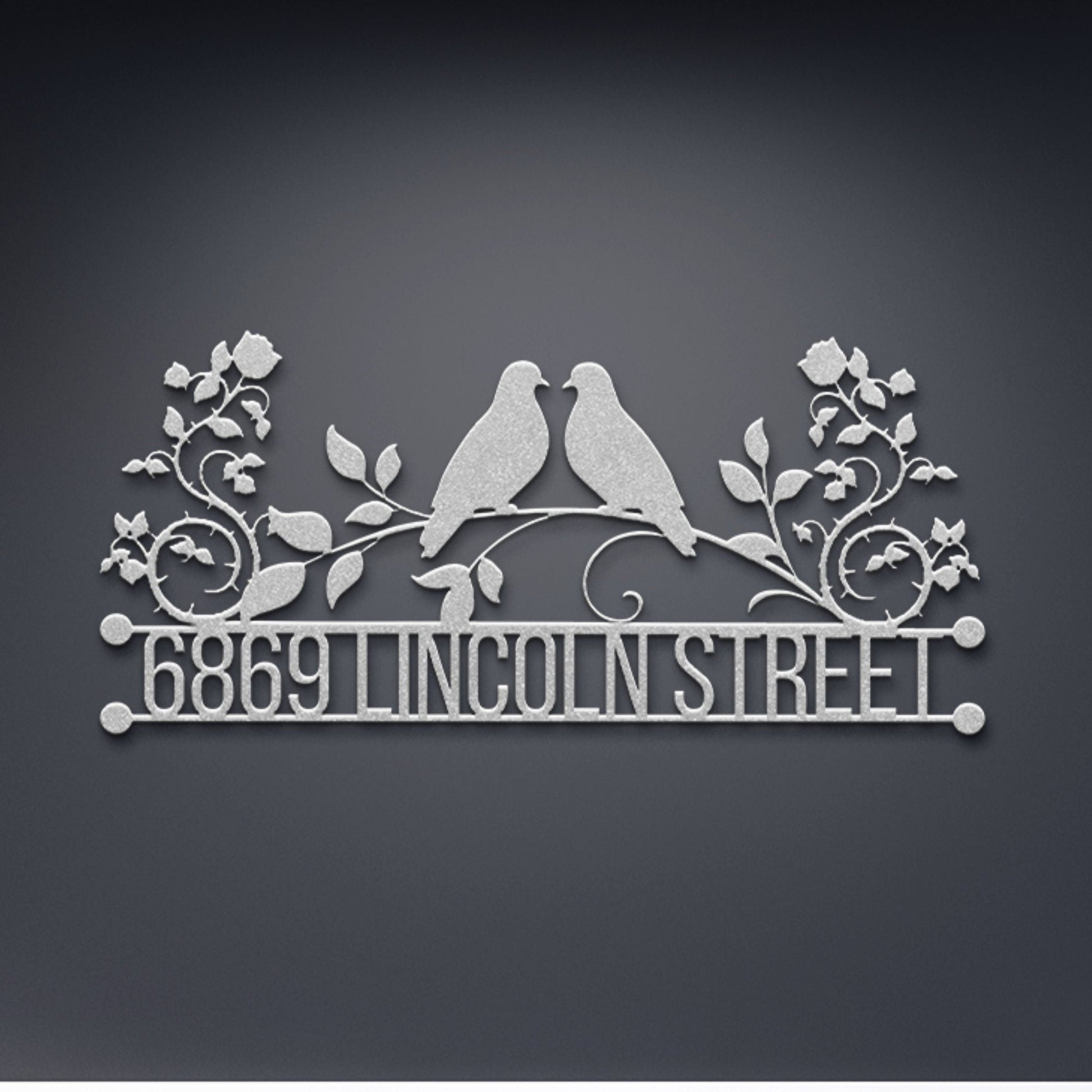 Personalized Metal Address Sign, Doves Address Sign, Metal House Numbers, Large Metal Sign, Metal Address Plaque, Custom Street Sign