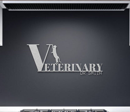 Silver Veterinary Metal Sign, Veterinary Gift, Personalized Vet Gift, Veterinary Art, Gift For Veterinarian, Vet Room Decor
