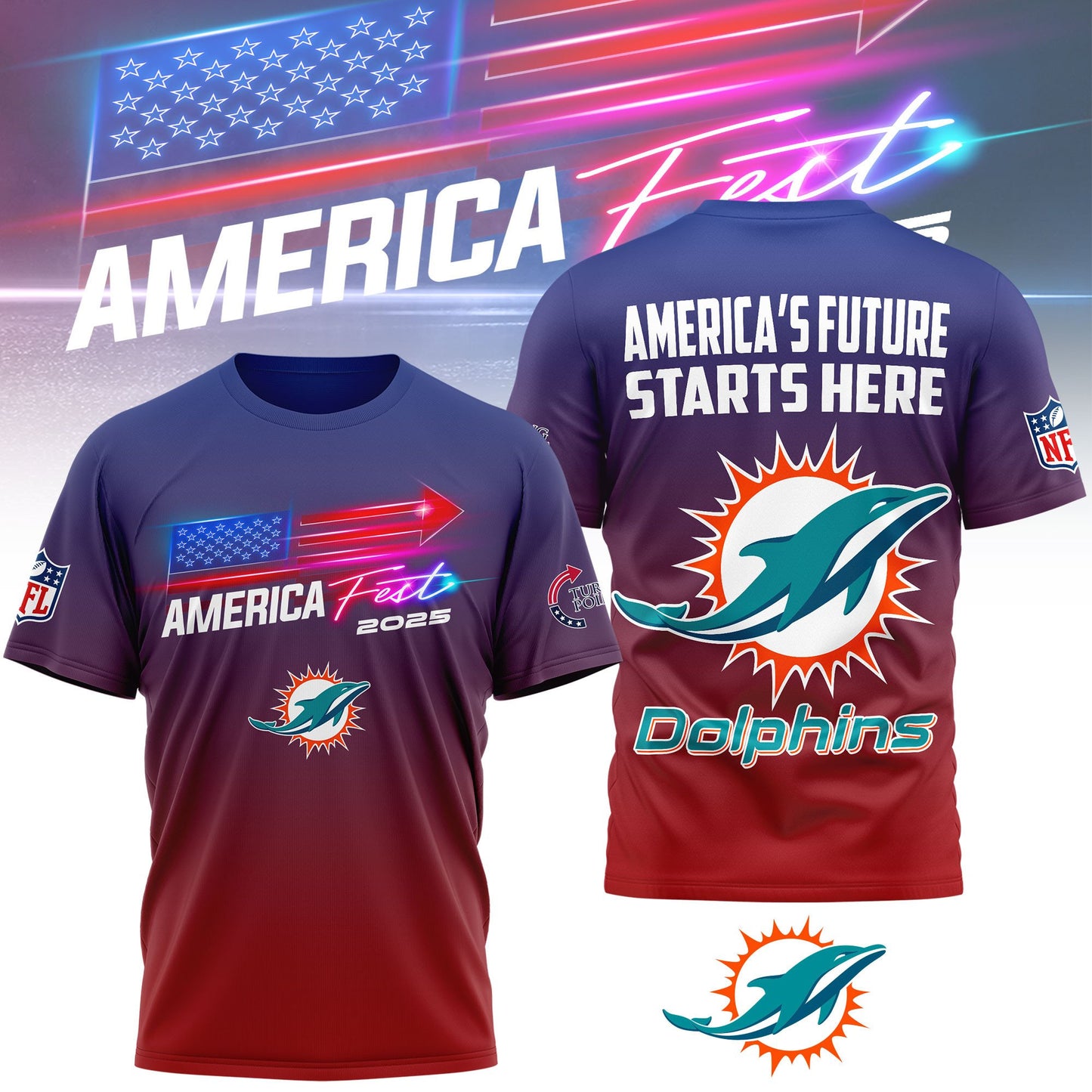 Miami Dolphins | Premium American Fest 2025 3D Shirt TD