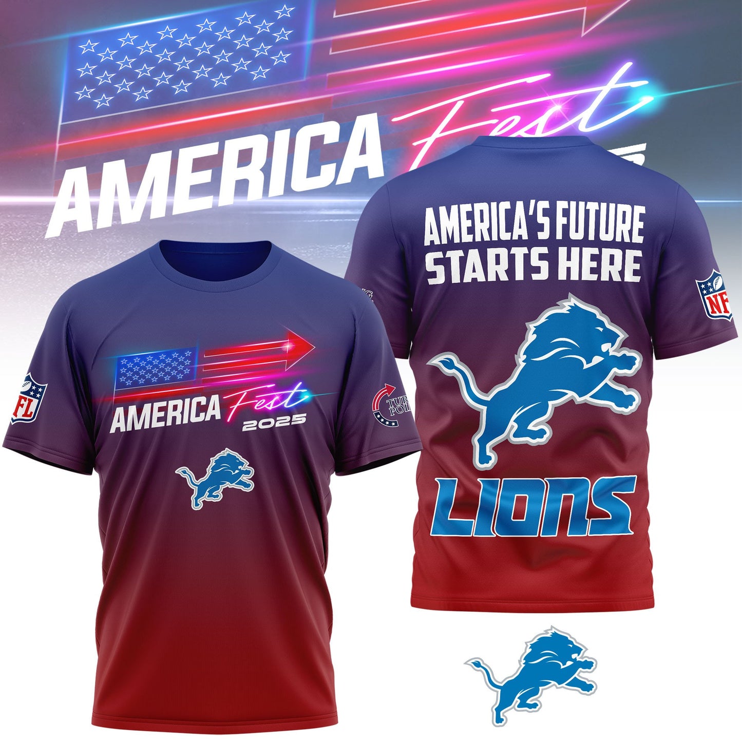 Detroit Lions | Premium American Fest 2025 3D Shirt TD