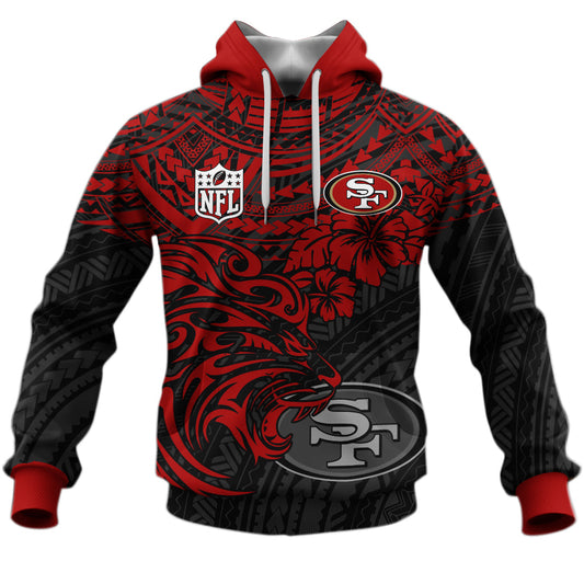 San Francisco 49ers Polynesian Style Lion Tatoo Hoodie