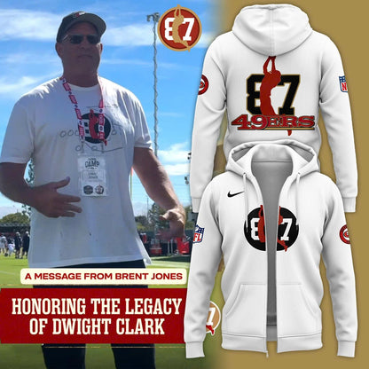Brent Jones San Francisco 49ers 87 "HONORING THE LEGACY OF DWIGHT CLARK" Zip Hoodie 2025