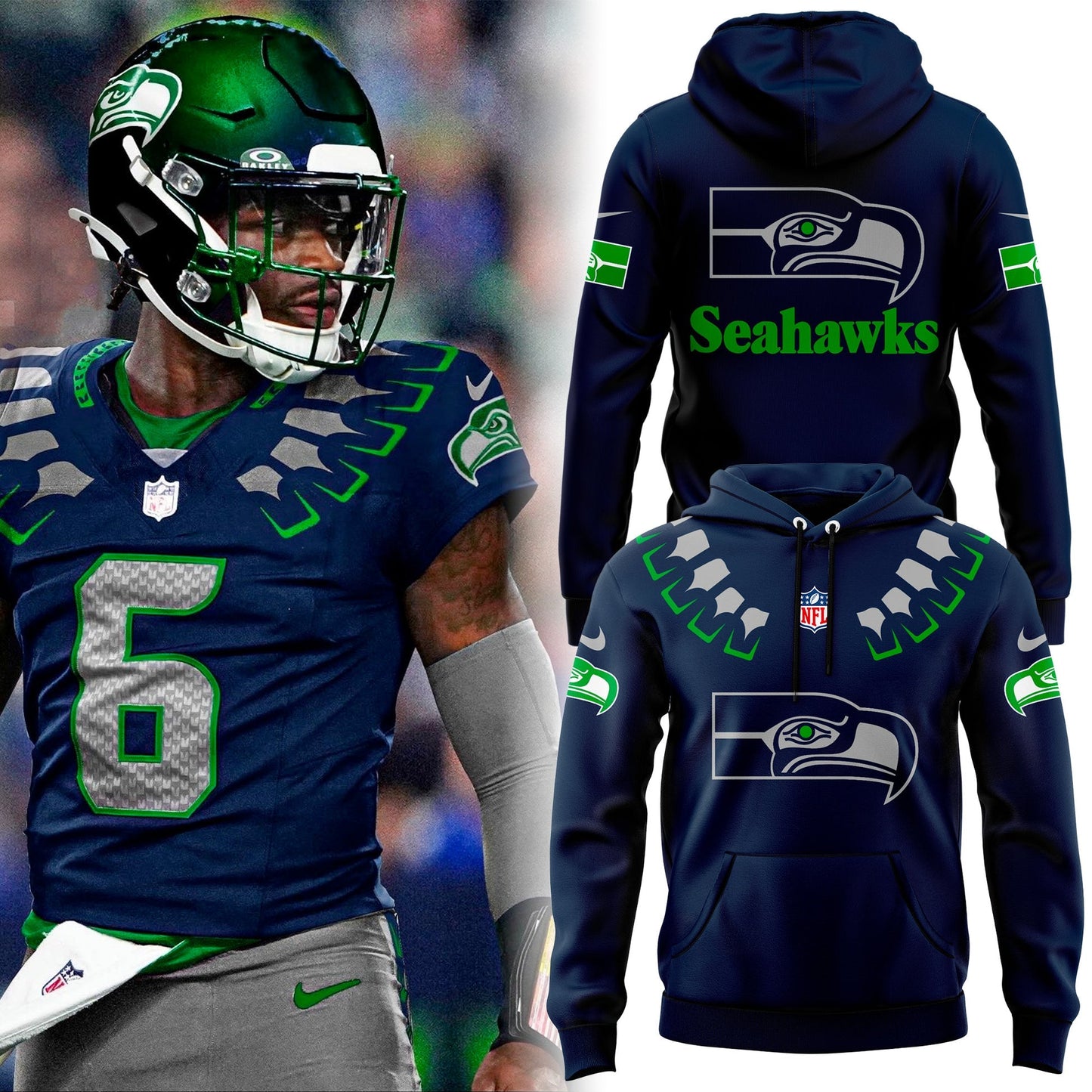 Seattle Seahawks NFL 2025 The Graphic God Hoodie v2