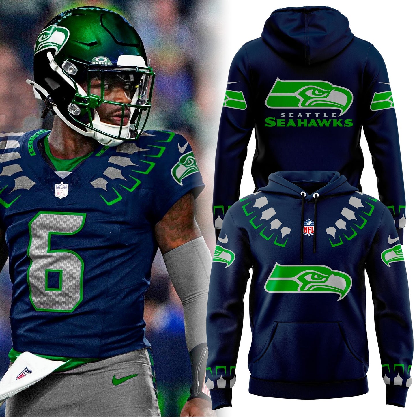 Seattle Seahawks NFL 2025 The Graphic God Hoodie v1