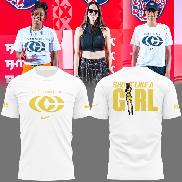 Caitlin Was Here Shirt - Caitlin Clark - Her Logo New White Shirt Indiana Fever WNBA T-Shirt