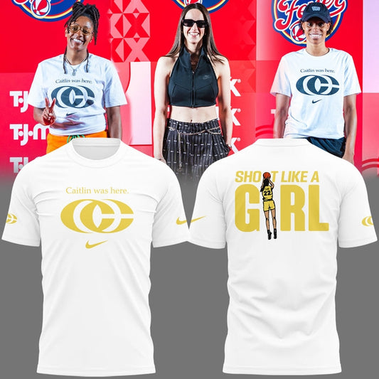 Caitlin Was Here Shirt - Caitlin Clark - Her Logo New White Shirt Indiana Fever WNBA T-Shirt