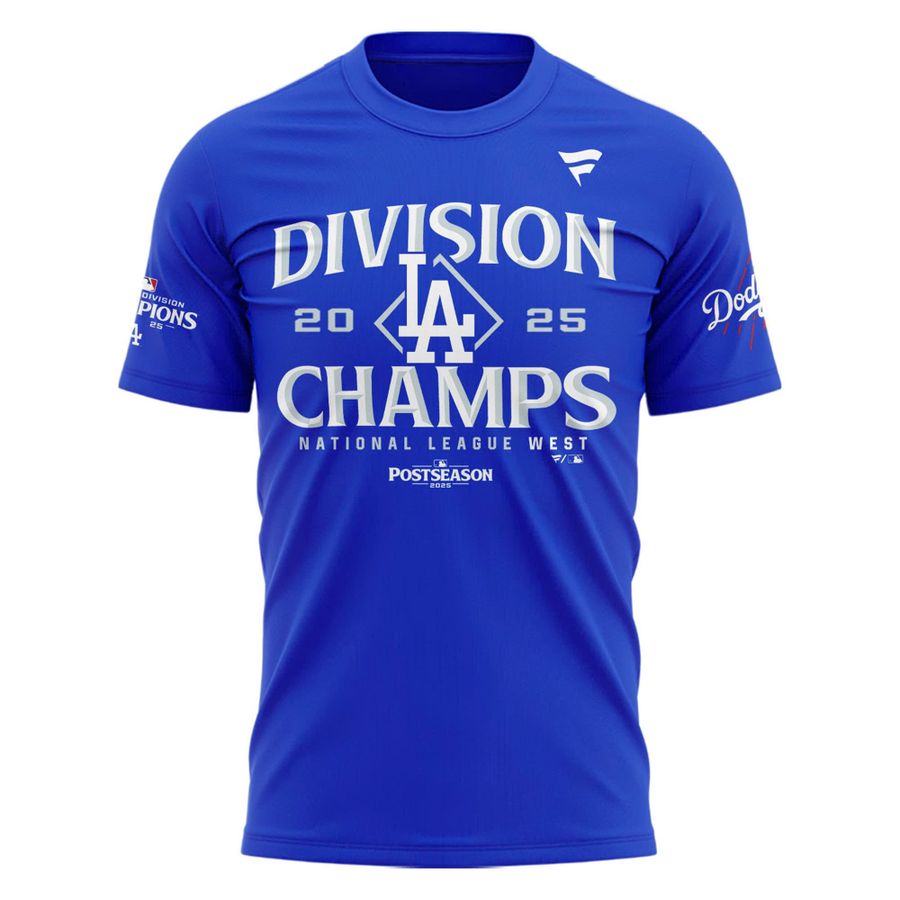 Official Los Angeles Dodgers Royal NL West Division Champs 2025 Tee (Blue)