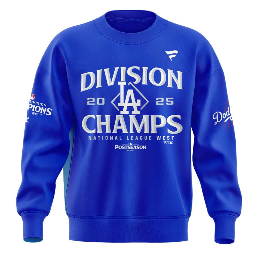Official Los Angeles Dodgers Royal NL West Division Champs 2025 Sweatshirt (Blue)