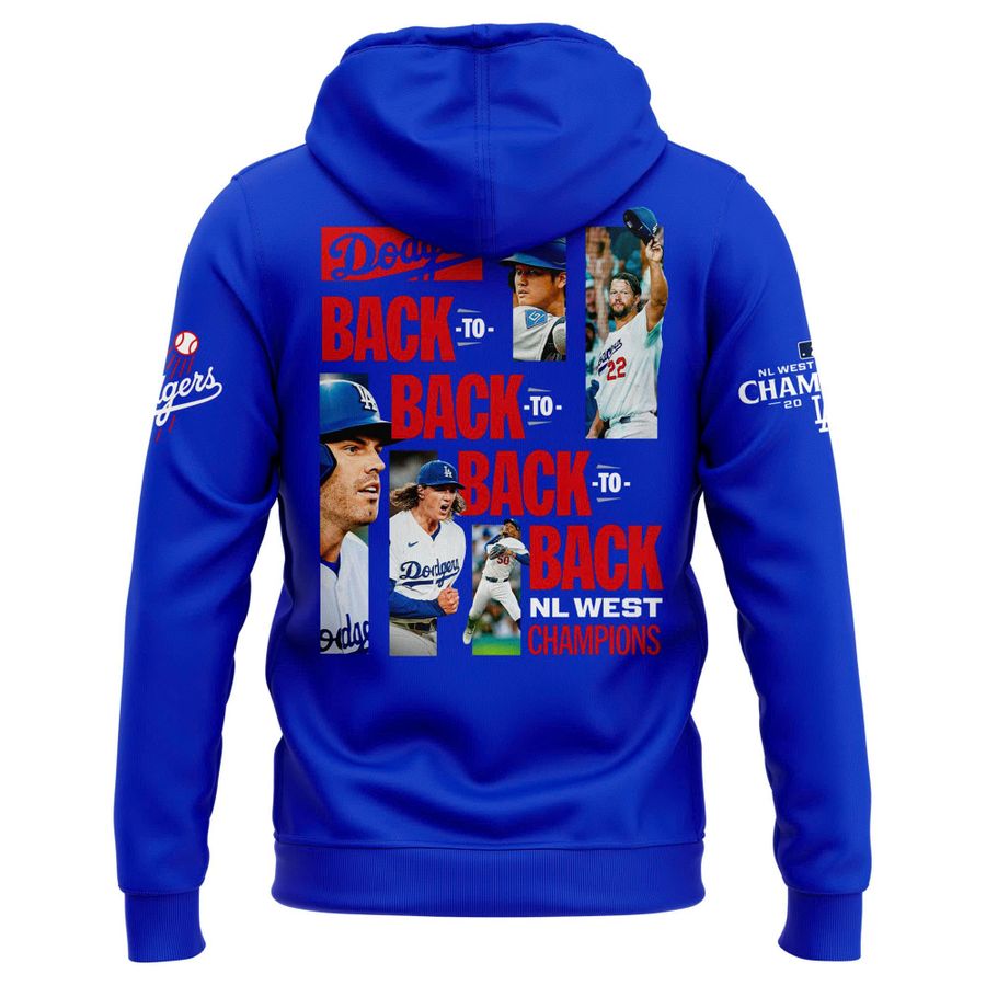 Official Los Angeles Dodgers Royal NL West Division Champs 2025 Zip Hoodie (Blue)