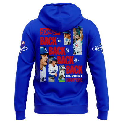 Official Los Angeles Dodgers Royal NL West Division Champs 2025 Zip Hoodie (Blue)