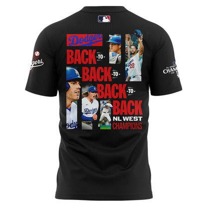 Official Los Angeles Dodgers Royal NL West Division Champs 2025 Tee (Black)
