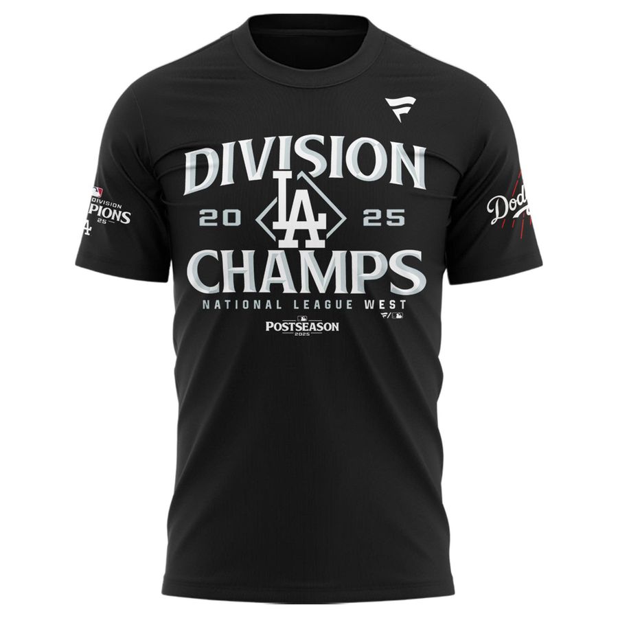 Official Los Angeles Dodgers Royal NL West Division Champs 2025 Tee (Black)