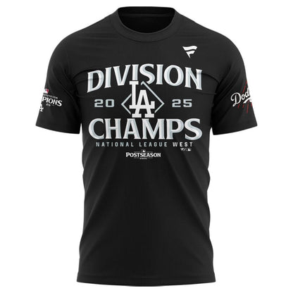 Official Los Angeles Dodgers Royal NL West Division Champs 2025 Tee (Black)