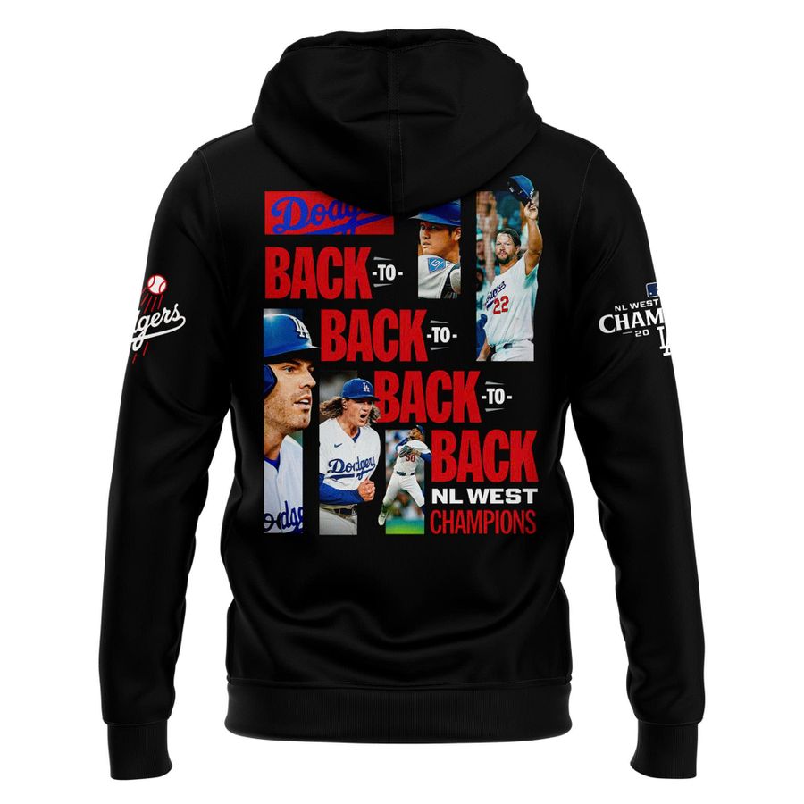 Official Los Angeles Dodgers Royal NL West Division Champs 2025 Zip Hoodie (Black)