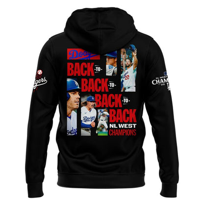 Official Los Angeles Dodgers Royal NL West Division Champs 2025 Zip Hoodie (Black)