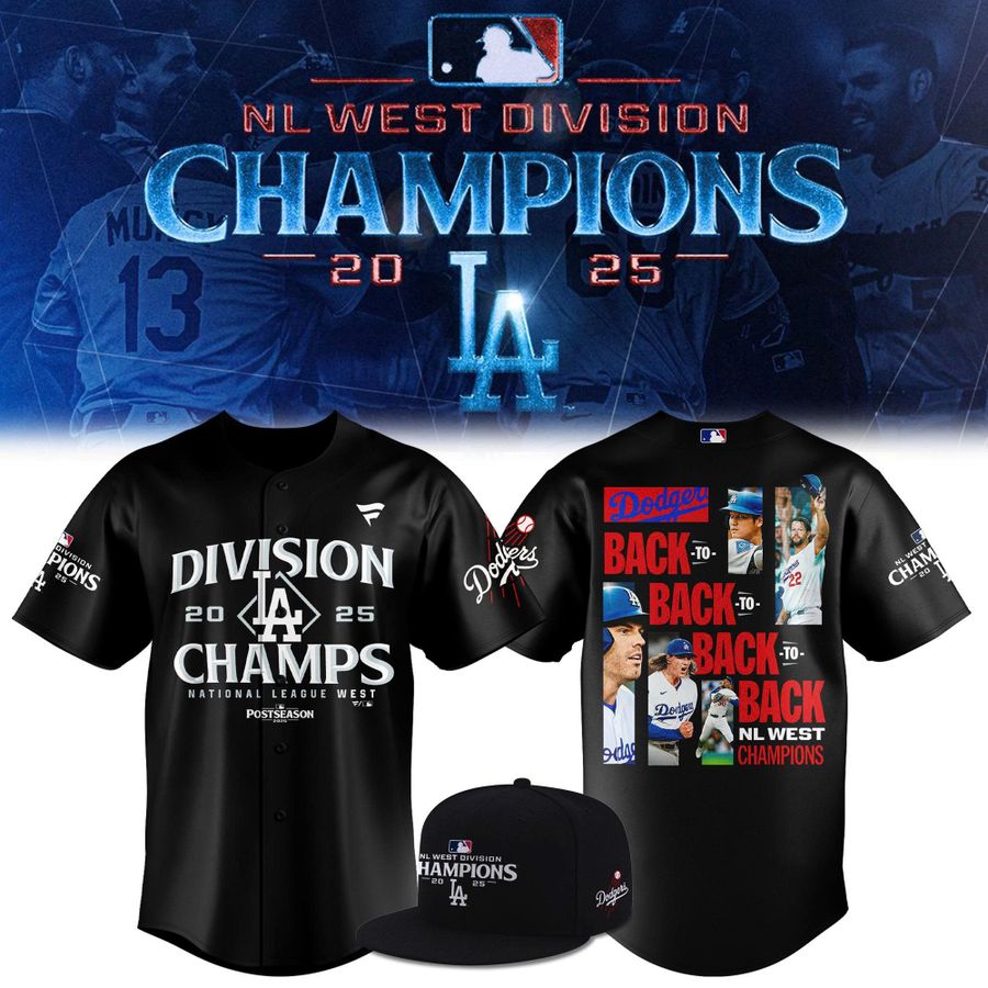 Official Los Angeles Dodgers Royal NL West Division Champs 2025 Jersey (Black)