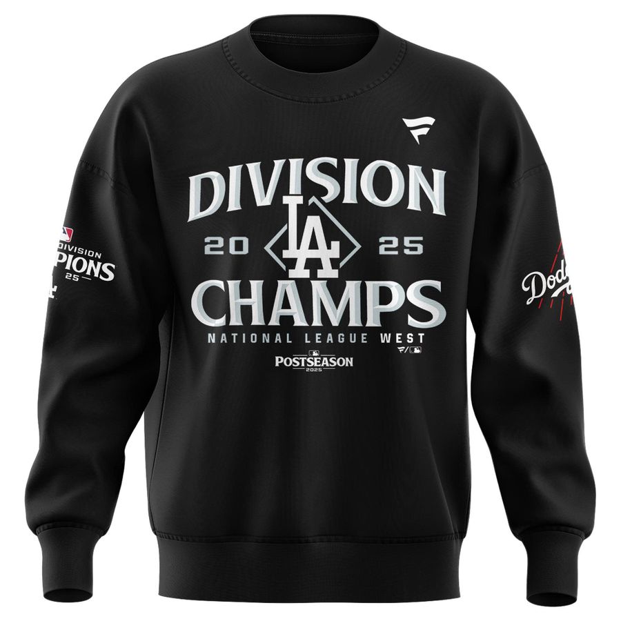 Official Los Angeles Dodgers Royal NL West Division Champs 2025 Sweatshirt (Black)