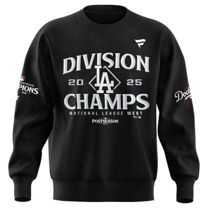 Official Los Angeles Dodgers Royal NL West Division Champs 2025 Sweatshirt (Black)