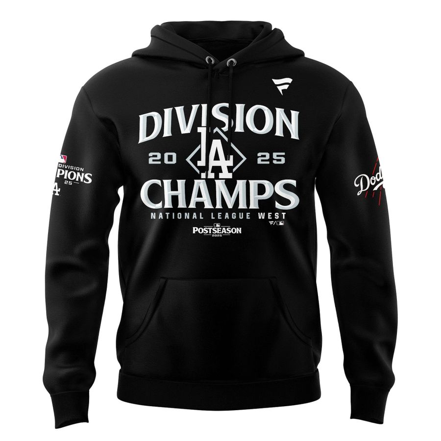 Official Los Angeles Dodgers Royal NL West Division Champs 2025 Hoodie (Black)
