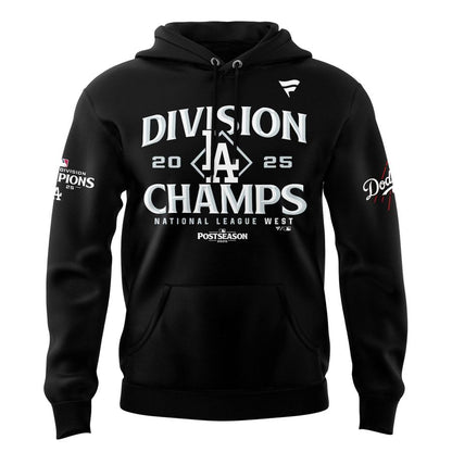 Official Los Angeles Dodgers Royal NL West Division Champs 2025 Hoodie (Black)