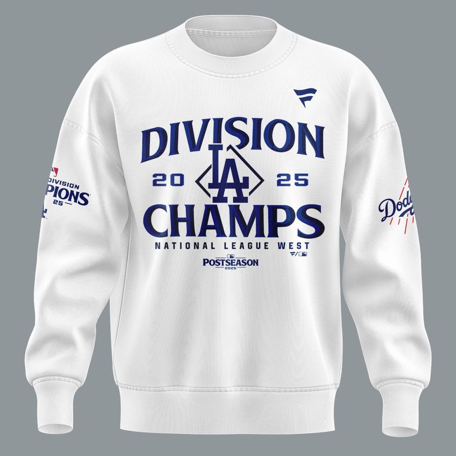 Official Los Angeles Dodgers Royal NL West Division Champs 2025 Sweatshirt (White)