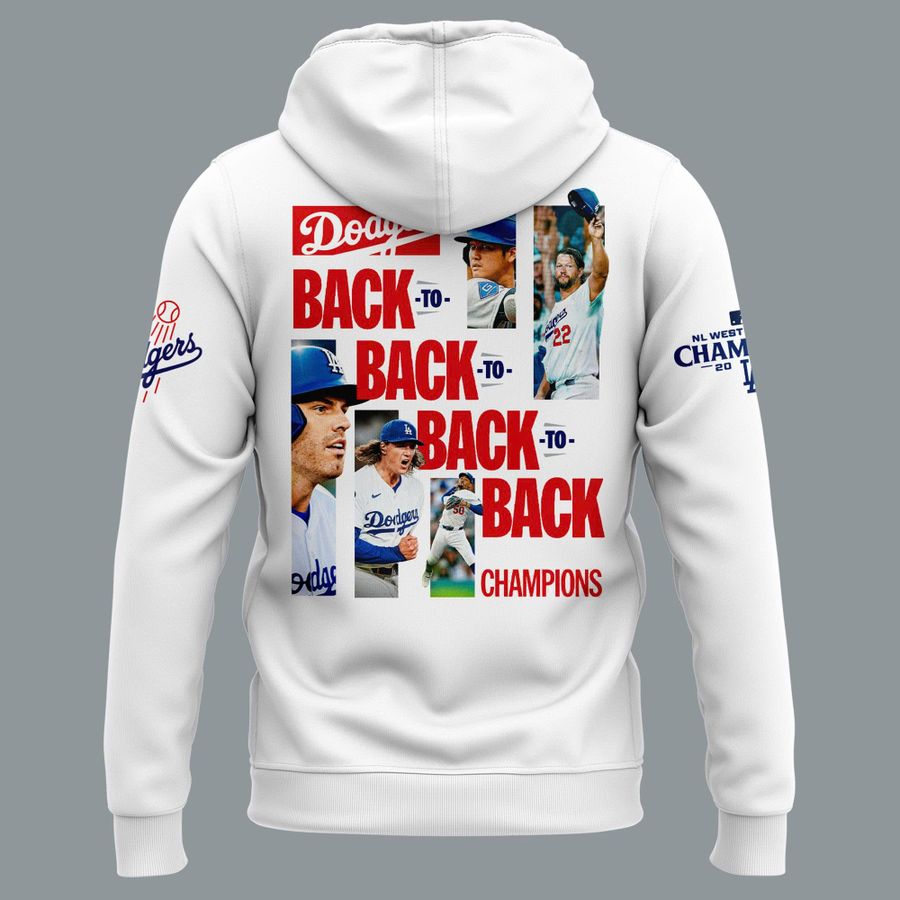 Official Los Angeles Dodgers Royal NL West Division Champs 2025 Hoodie (White)