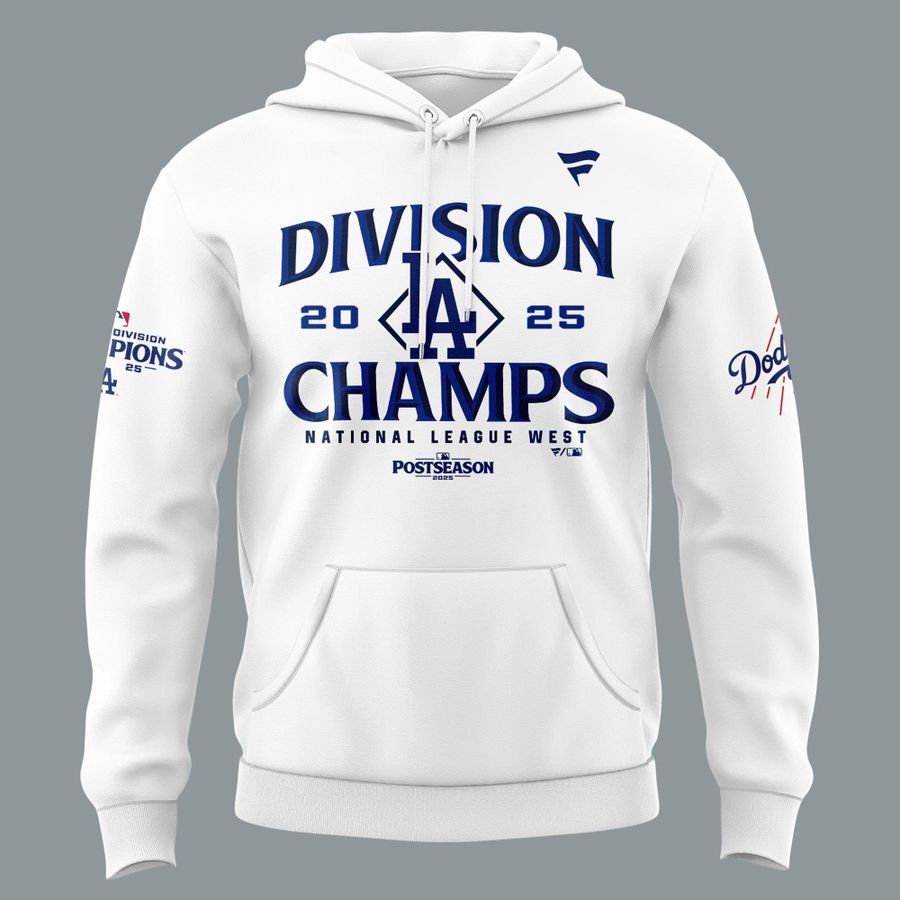 Official Los Angeles Dodgers Royal NL West Division Champs 2025 Hoodie (White)