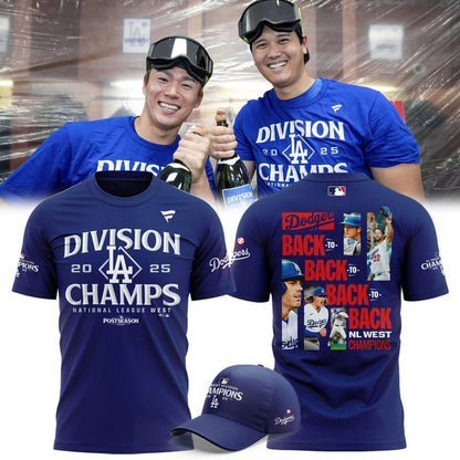 Official Los Angeles Dodgers Royal NL West Division Champs 2025 Tee (Navy)