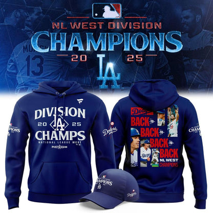 Official Los Angeles Dodgers Royal NL West Division Champs 2025 Hoodie (Navy)