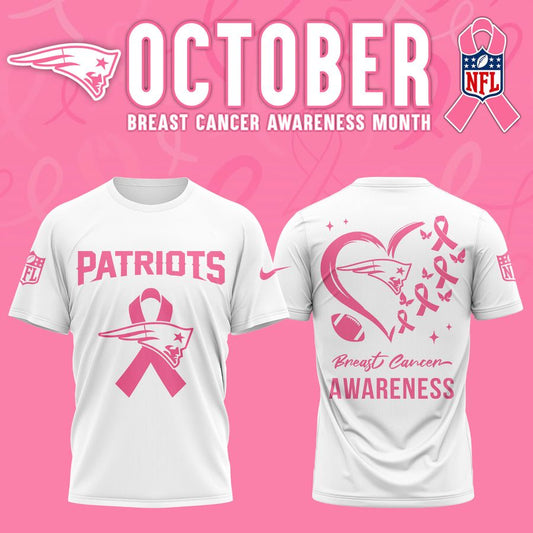 New England Patriots '' OCTOBER BREAST CANCER AWARENESS MONTH '' T-Shirt 2025