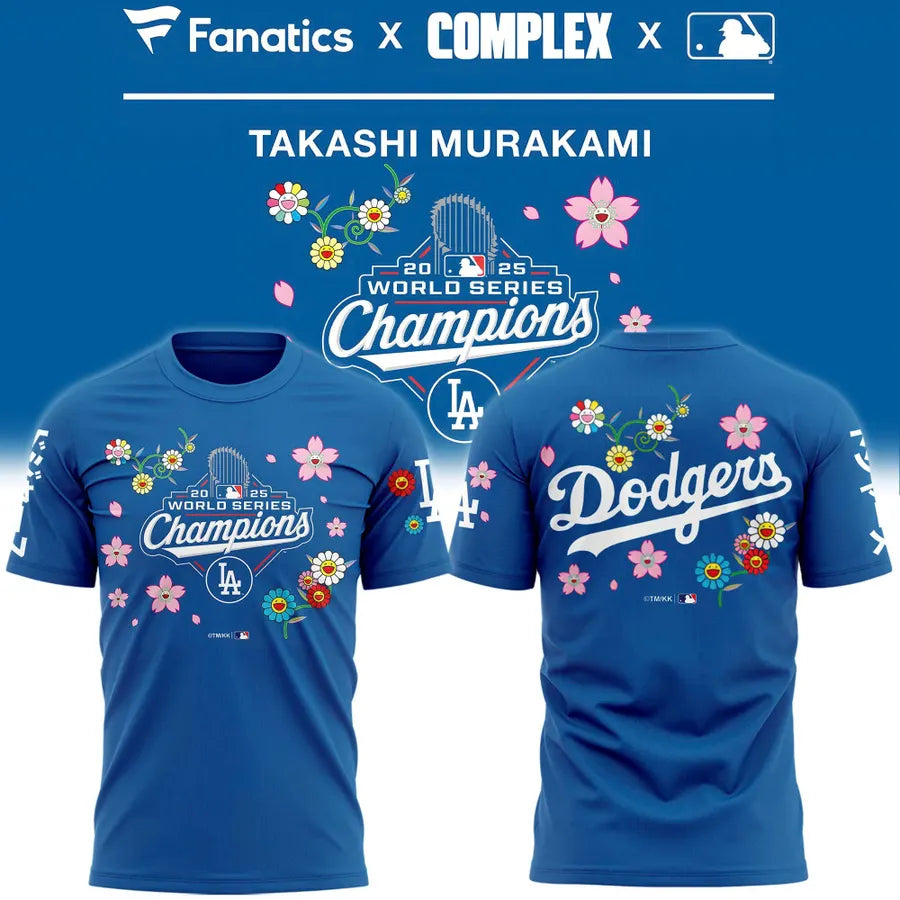 Los Angeles Dodgers x Takashi Murakami World Series Champions T-Shirt V2 (Blue)