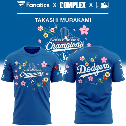 Los Angeles Dodgers x Takashi Murakami World Series Champions T-Shirt V2 (Blue)